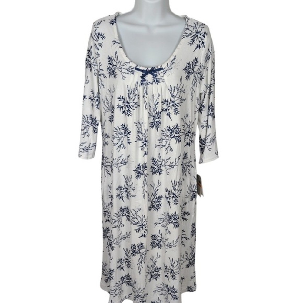 Miss Elaine Nightgown Womens S white Floral Knit NWT Grannycore‎ Loungewear